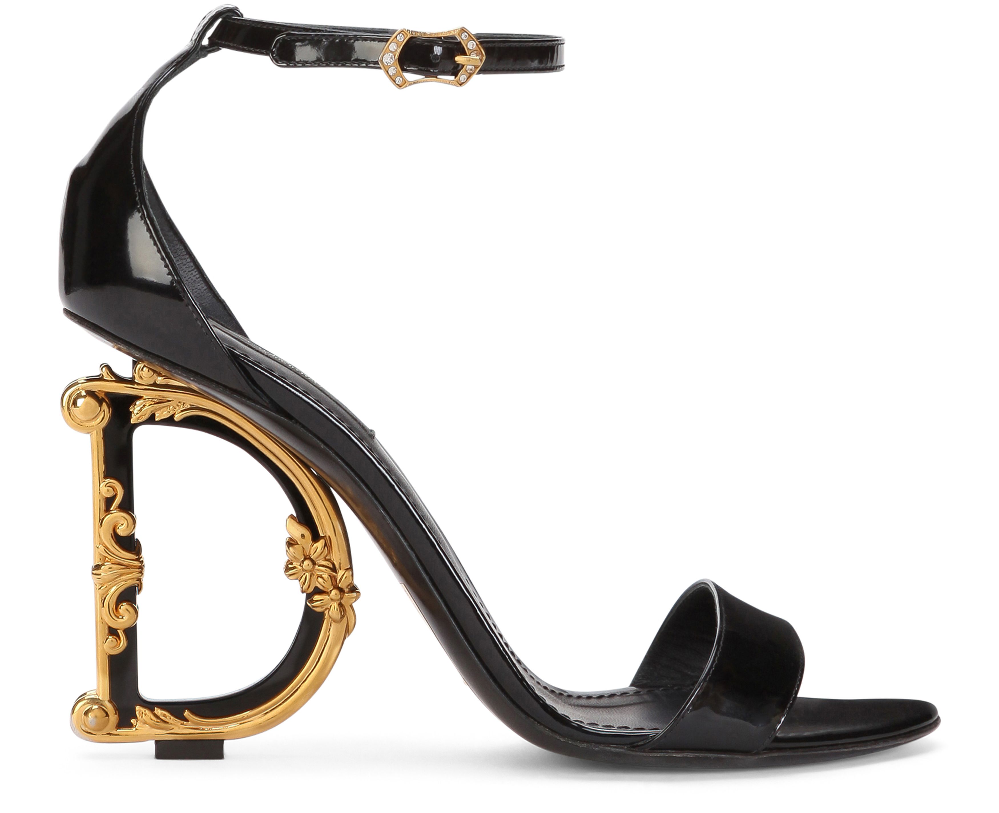 Dolce & Gabbana Polished calfskin sandals with DG baroque heel