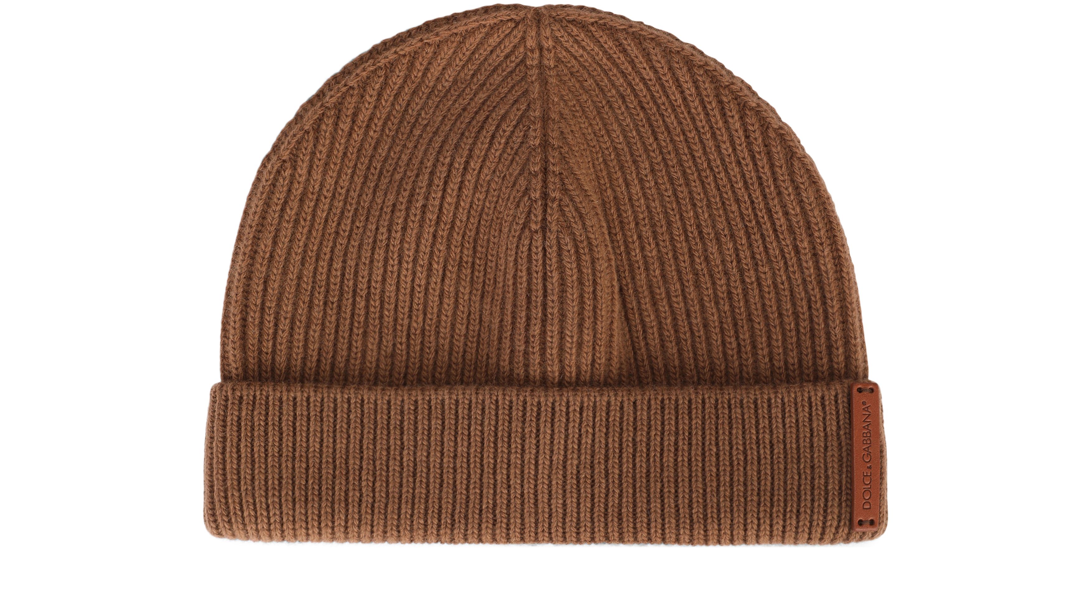 Dolce & Gabbana Knit wool hat with leather logo