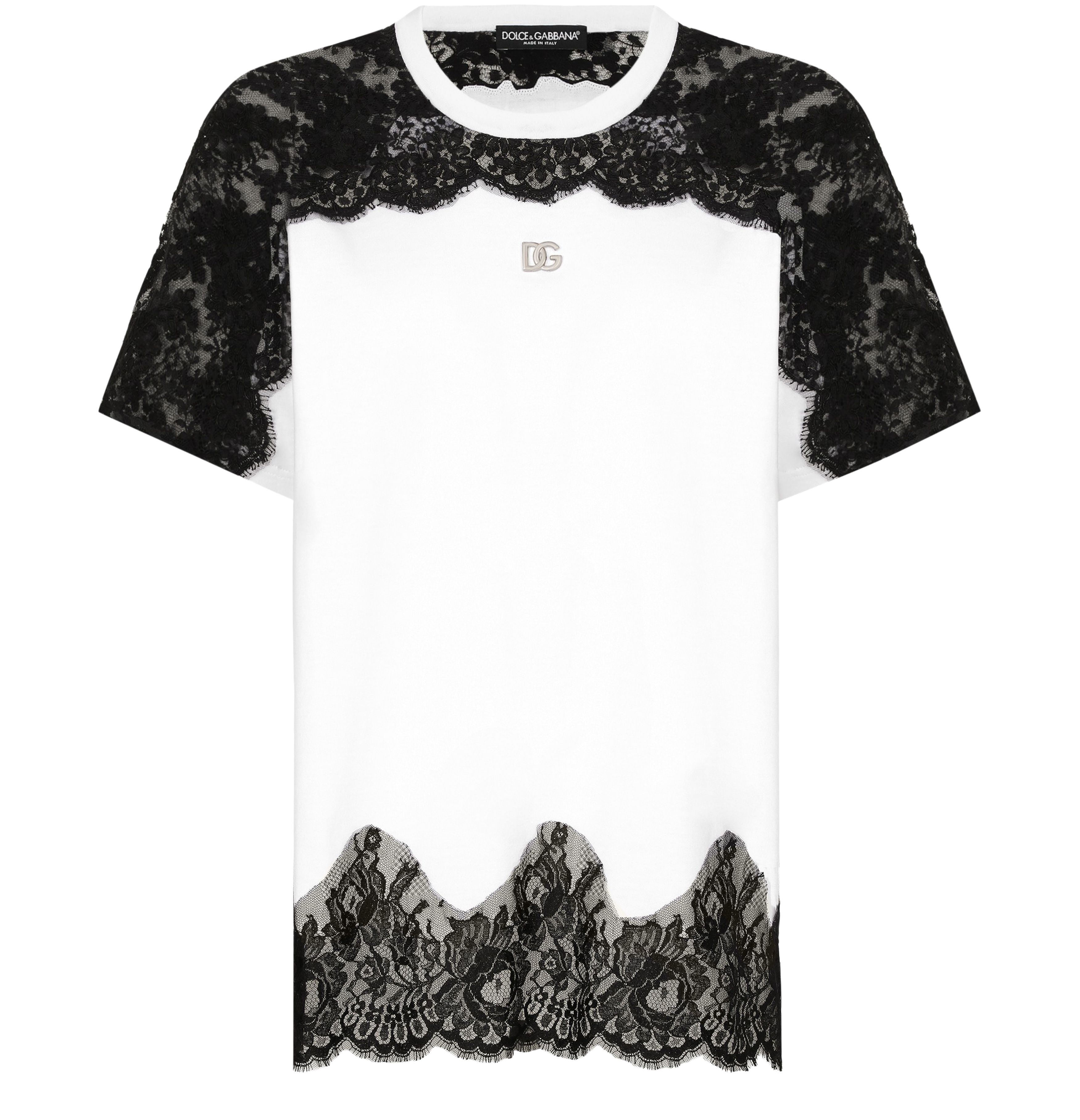 Dolce & Gabbana T-shirt with DG logo and lace