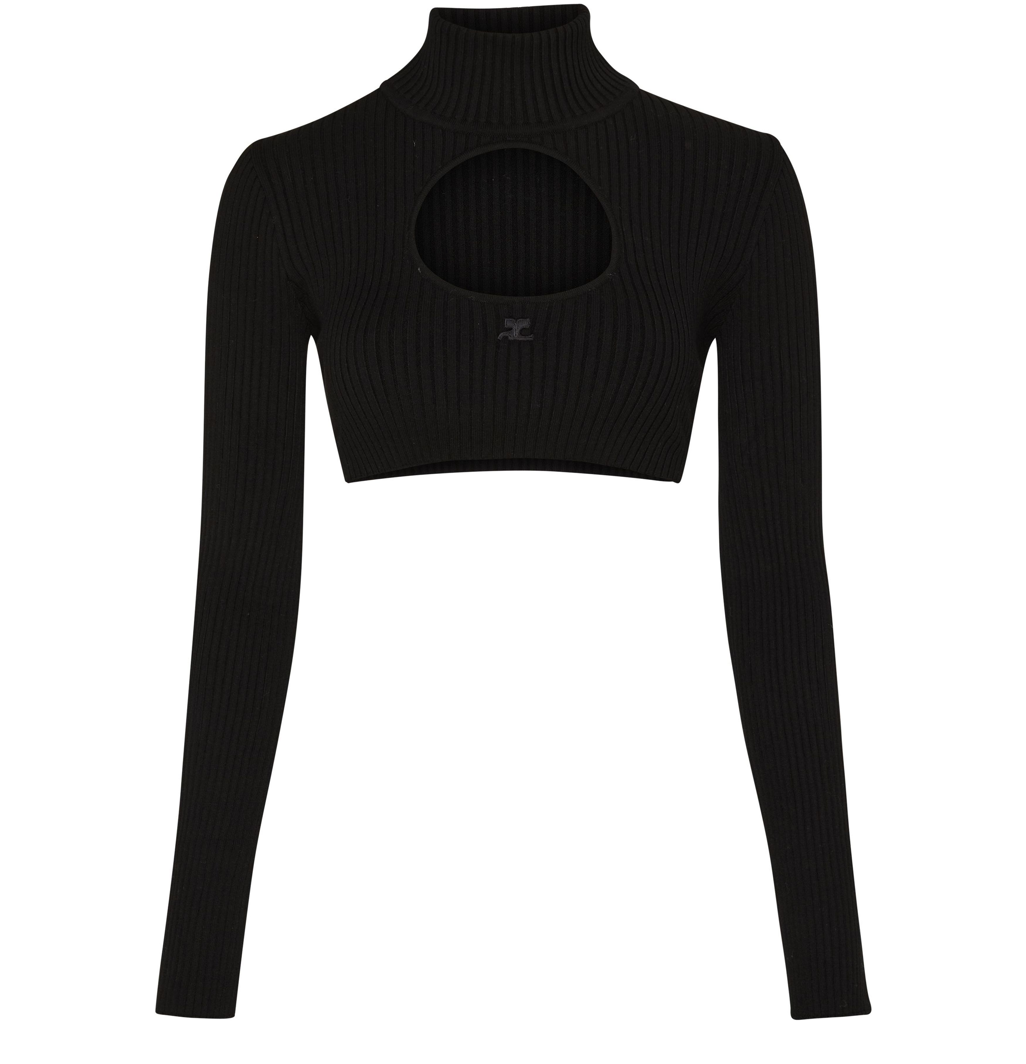 Courrèges Rib knit cropped mockneck sweater