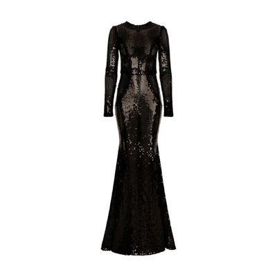 Dolce & Gabbana Long sequined dress with corset detailing