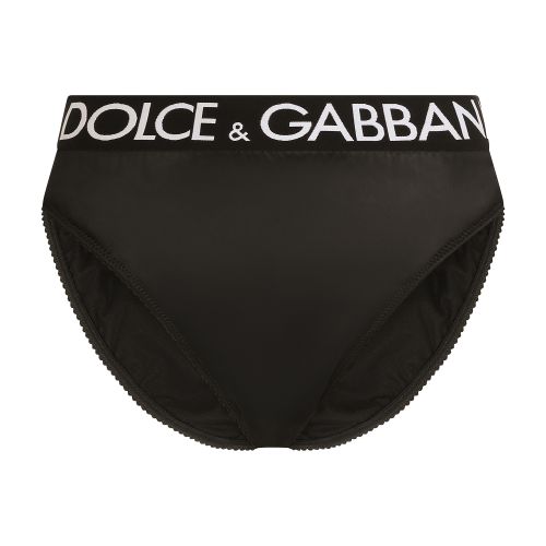 Dolce & Gabbana High-waisted satin briefs with branded elastic