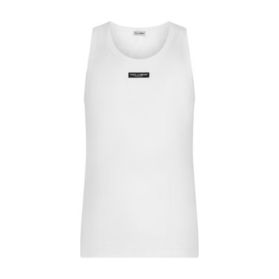 Dolce & Gabbana Two-way stretch cotton tank top with logo label