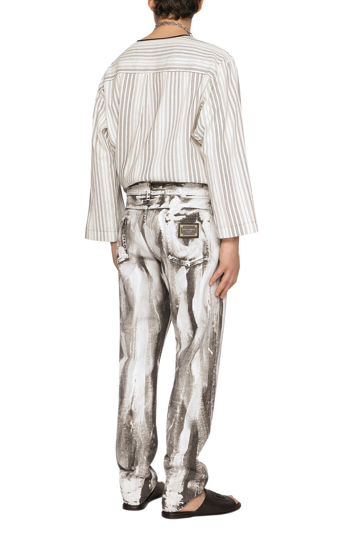 Dolce & Gabbana Black regular-fit jeans with brushstrokes