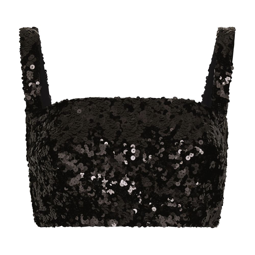 Dolce & Gabbana Sequined crop top with straps