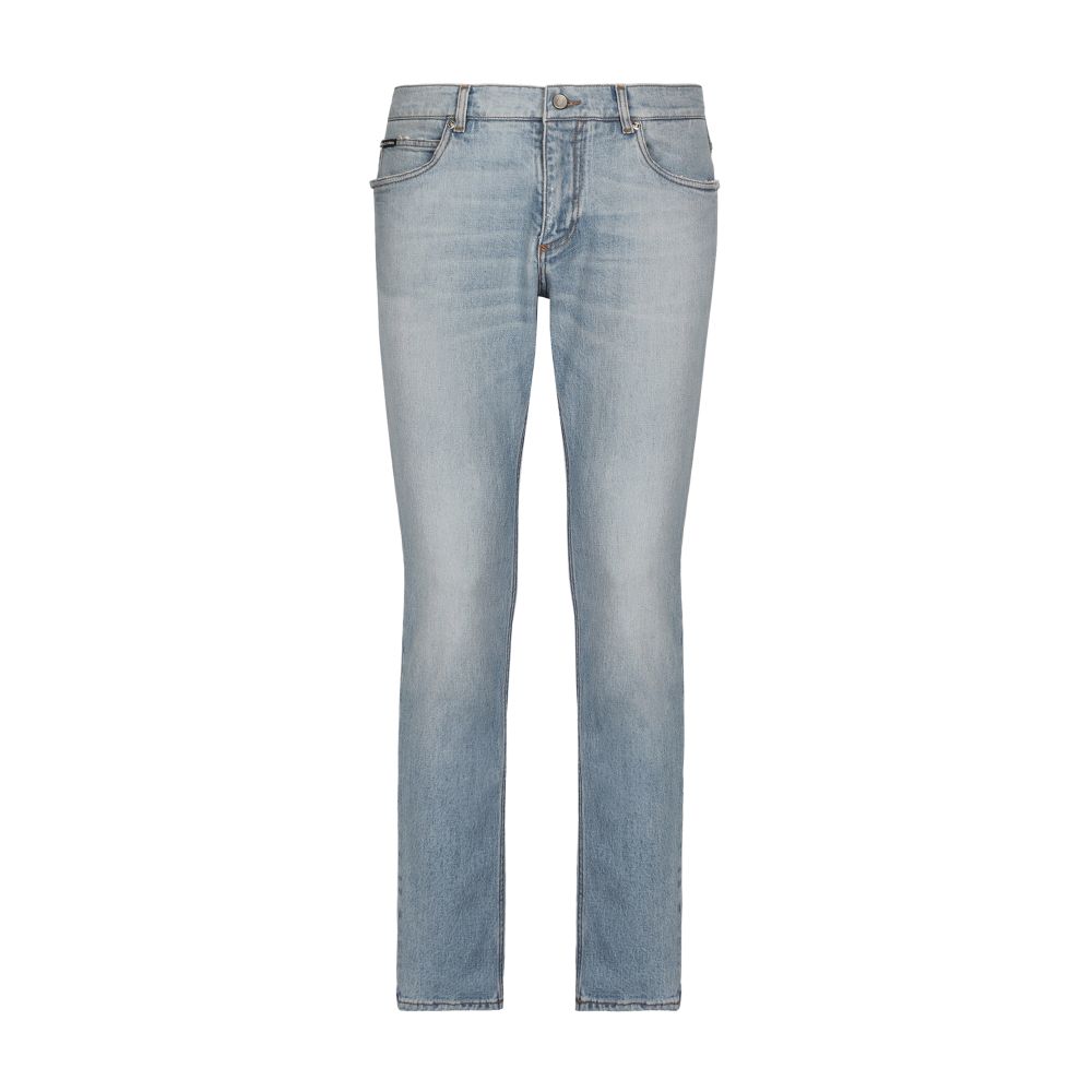 Dolce & Gabbana Regular fit washed stretch denim jeans with abrasions