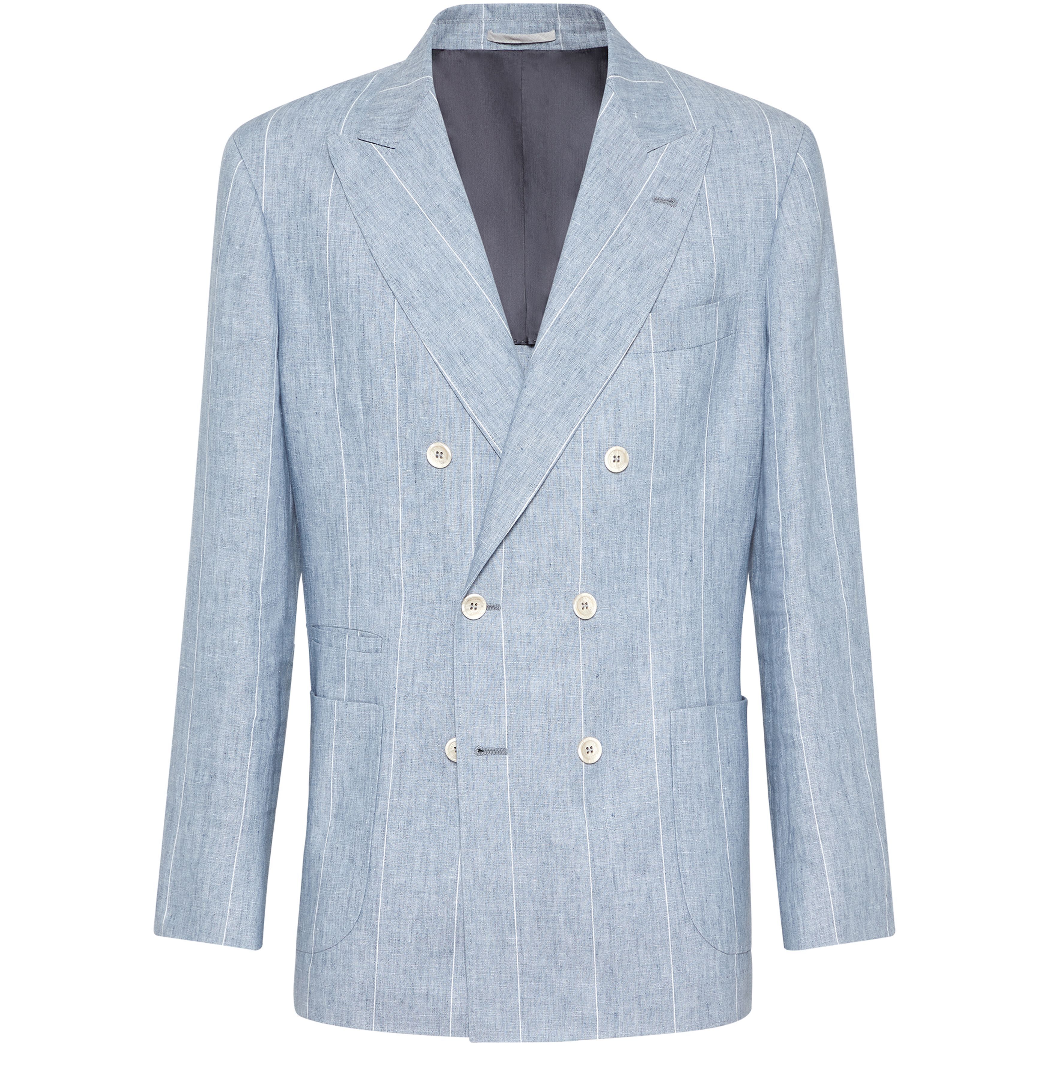 Brunello Cucinelli Deconstructed wide chalk stripe blazer