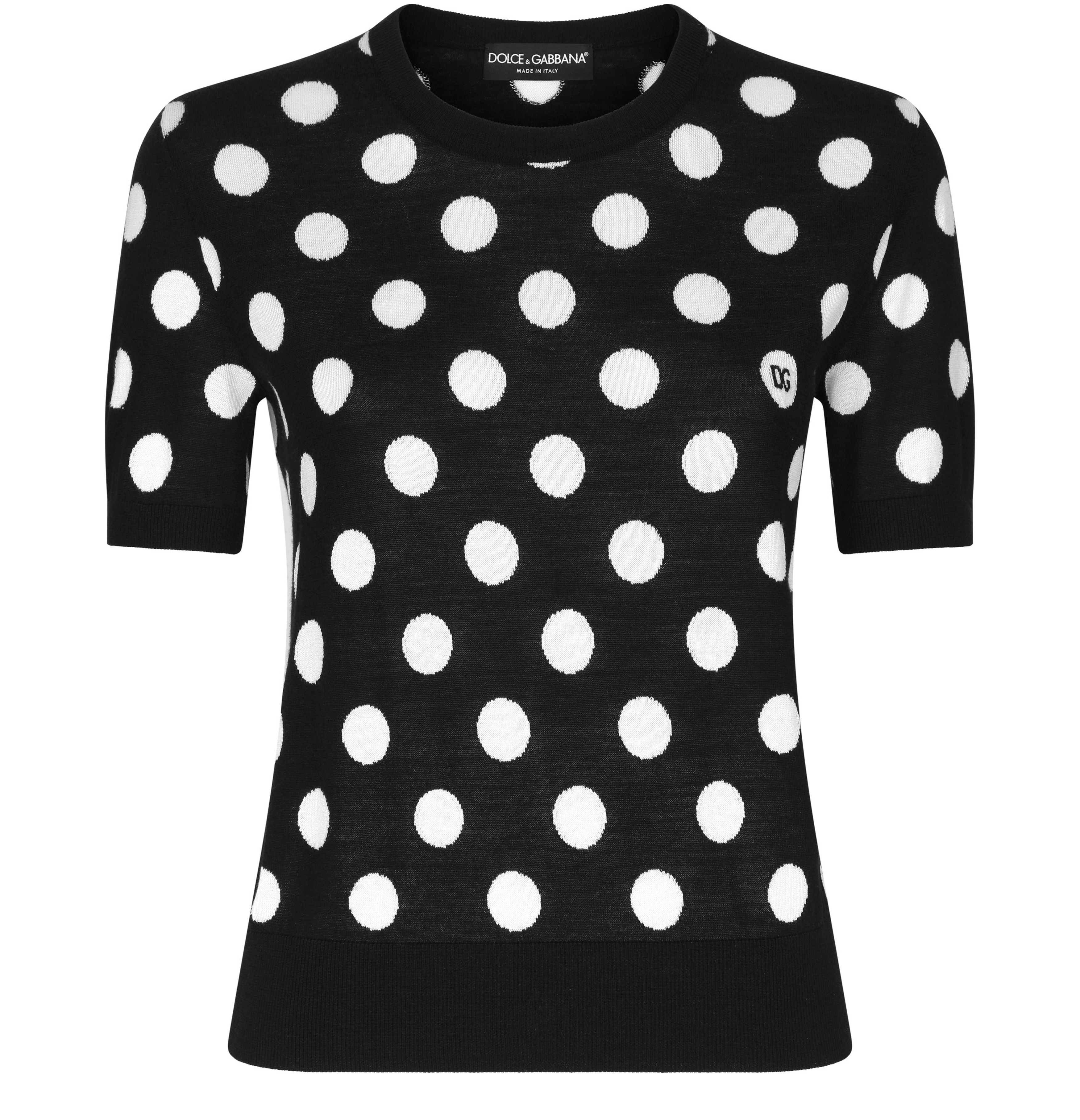 Dolce & Gabbana Polka-dot inlay silk wool tank top