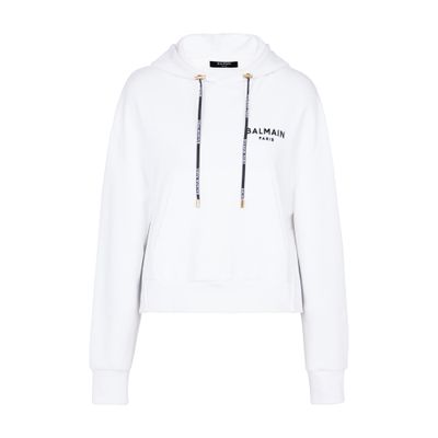 Balmain Eco-designed cotton sweatshirt with flocked Balmain logo