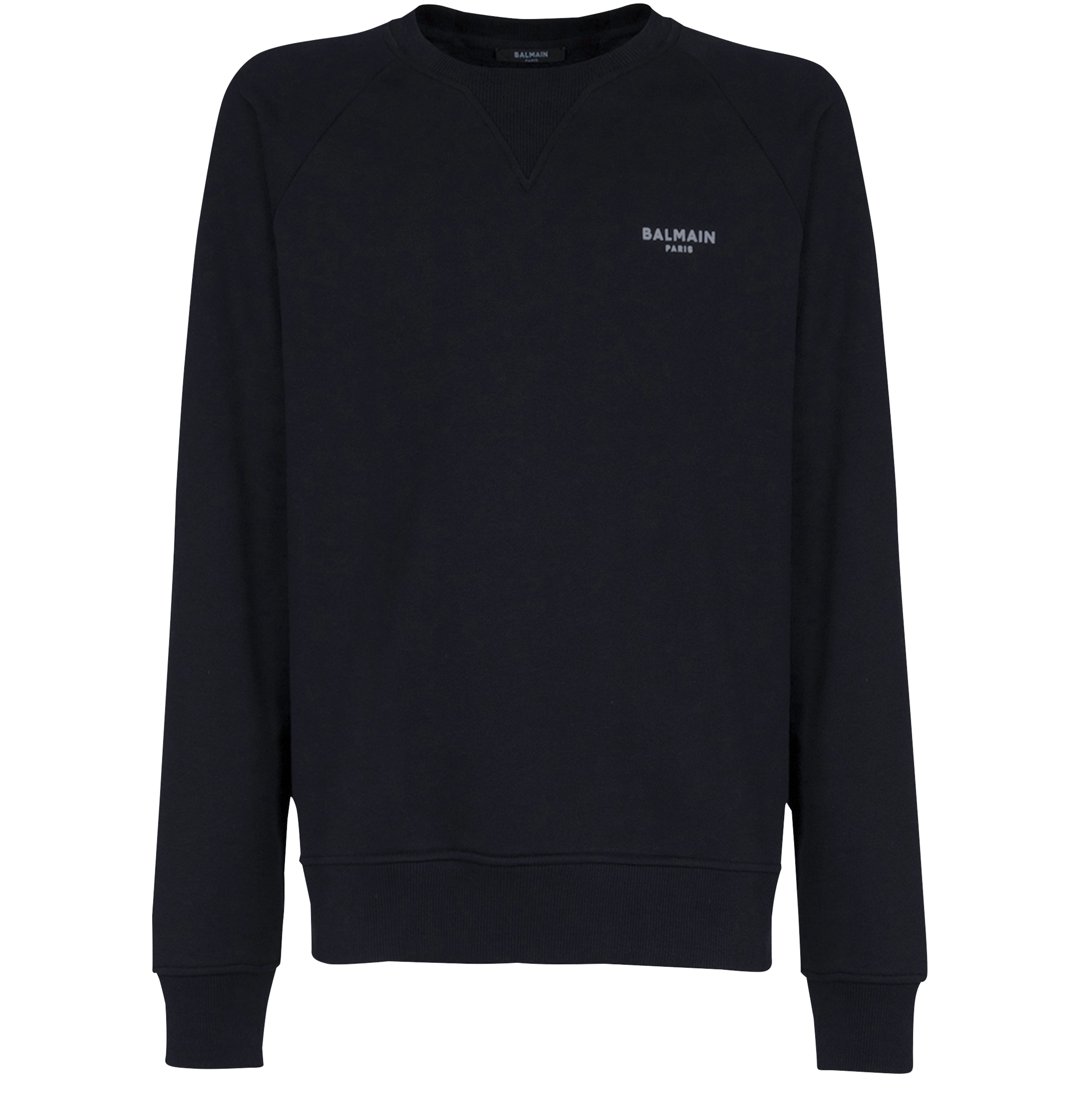 Balmain Eco-designed flocked cotton sweatshirt with small Balmain Paris logo