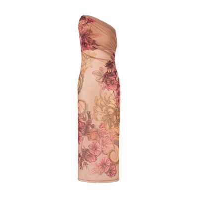 Alberta Ferretti Single-shoulder dress with Tattoo print