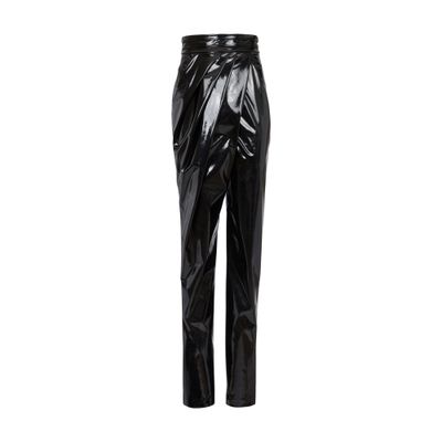 Balmain Asymmetrical draped vinyl pants