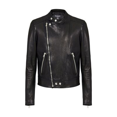 Balmain Leather biker jacket with zipper