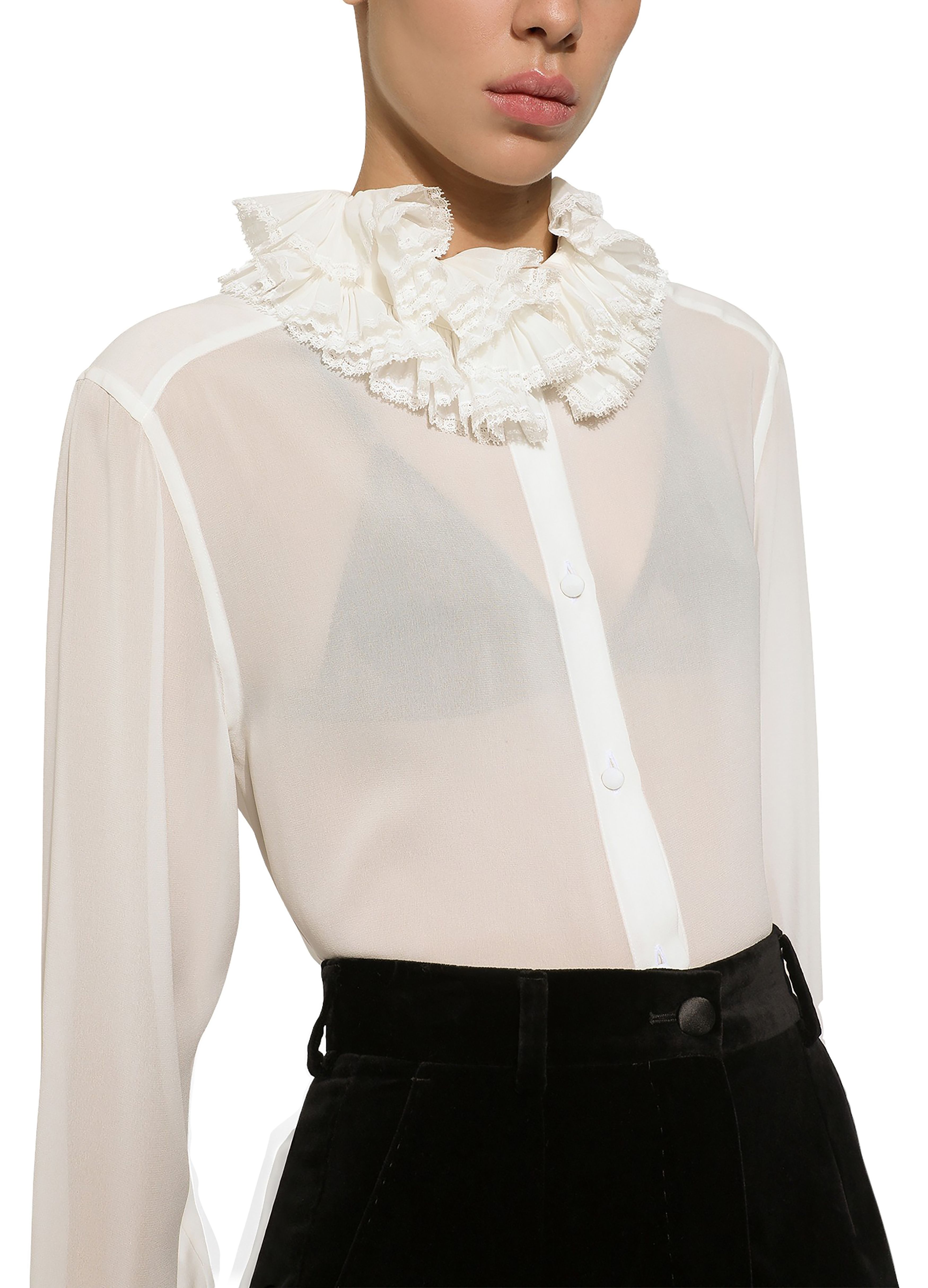 Dolce & Gabbana Georgette shirt with pleated cuffs