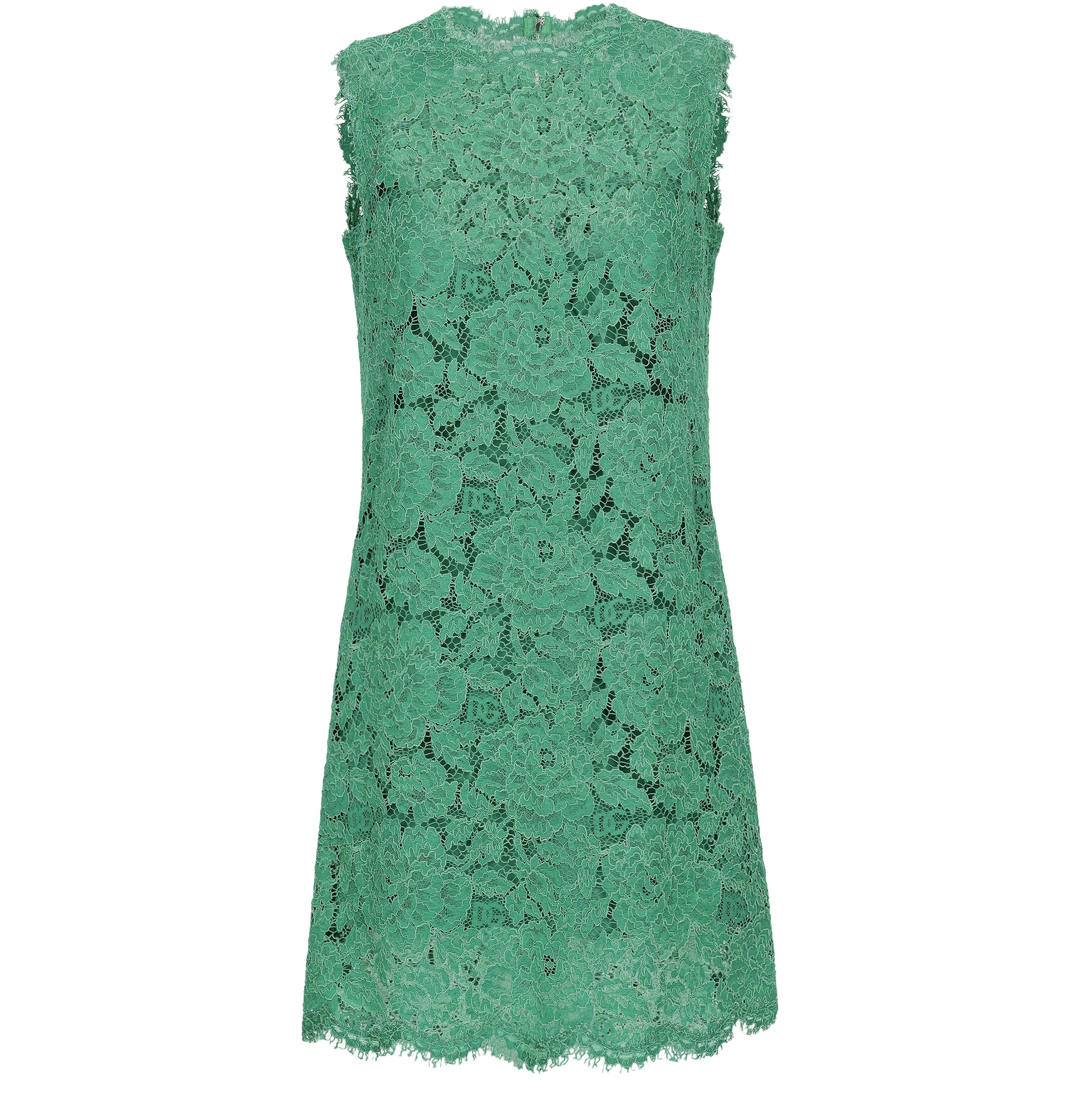 Dolce & Gabbana A-line dress in branded stretch lace