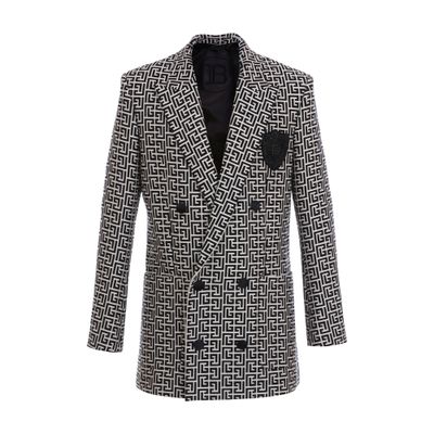 Balmain Double-breasted bicolor jacquard blazer