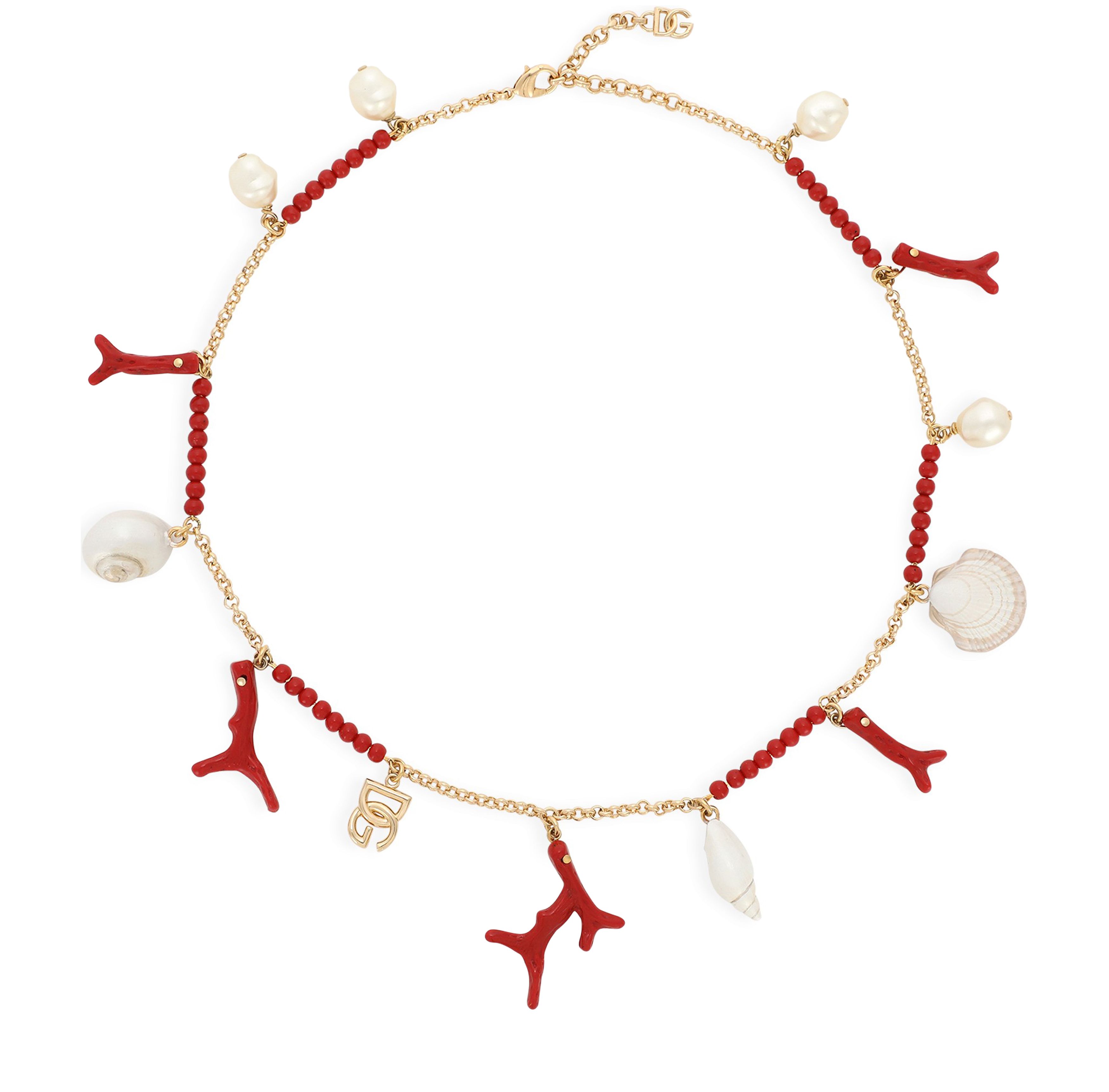 Dolce & Gabbana DG logo, shells and coral necklace