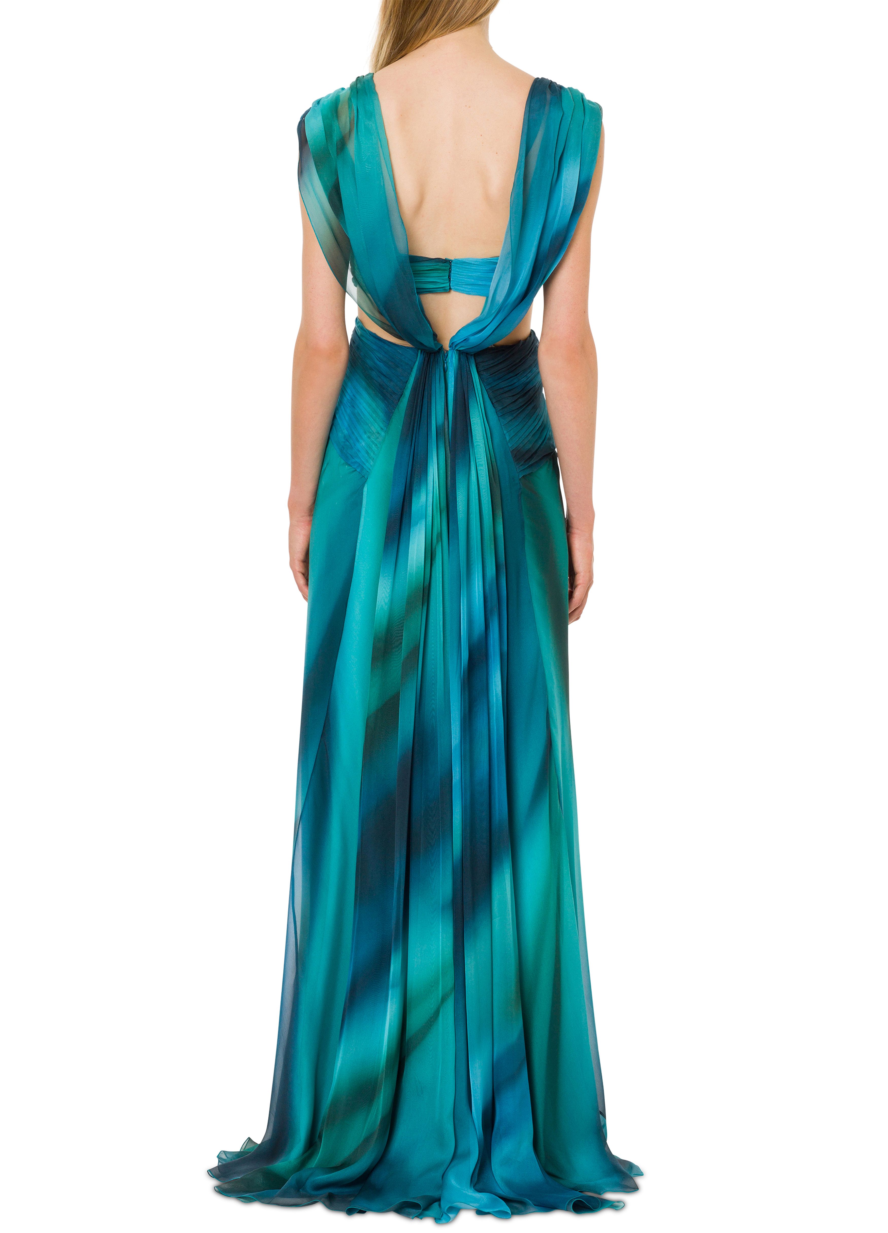 Alberta Ferretti Long silk chiffon dress with gradient print