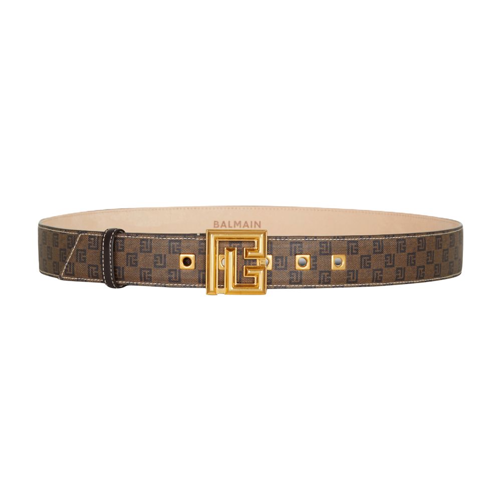 Balmain Mini Monogrammed Waxed Canvas Belt