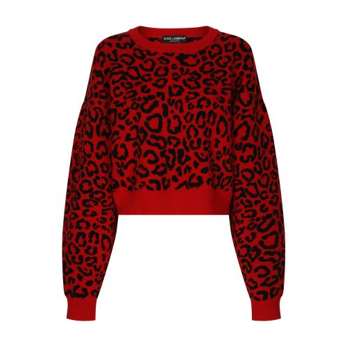 Dolce & Gabbana Cropped wool sweater with leopard inlay