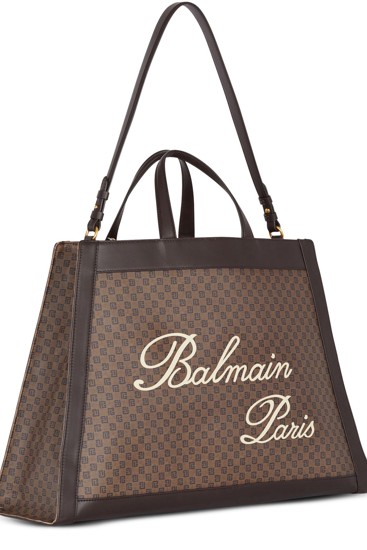 Balmain Olivier'S Monogram Canvas and Leather Tote Bag