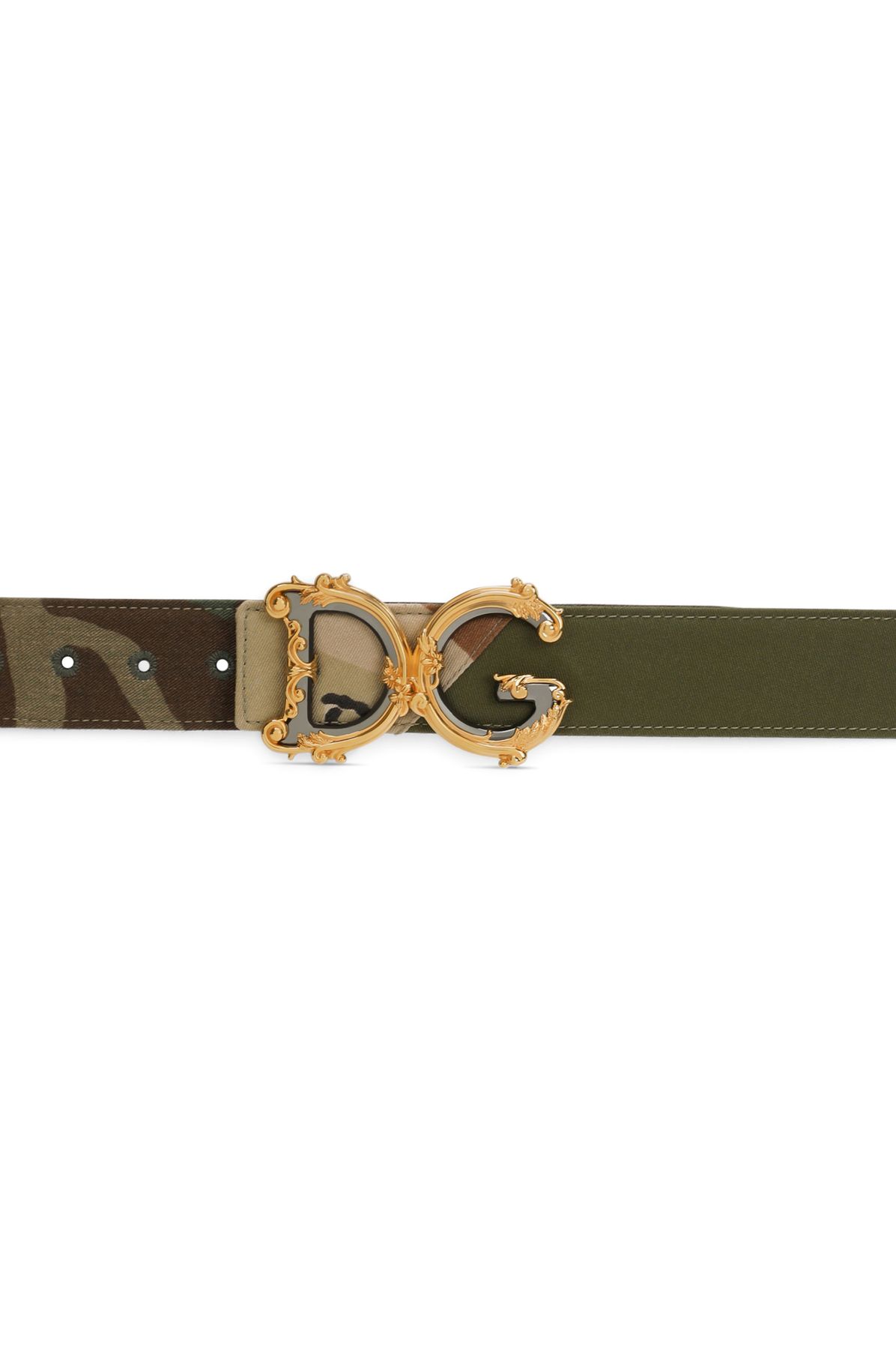 Dolce & Gabbana Camouflage patchwork belt with baroque DG logo