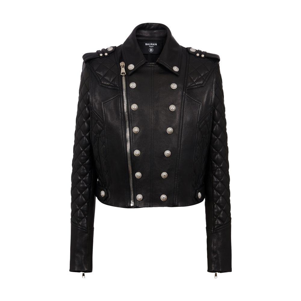 Balmain Quilted Leather Biker Jacket