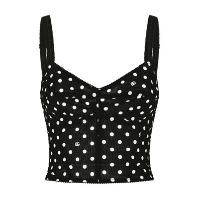 Dolce & Gabbana Polka-dot marquisette corset top