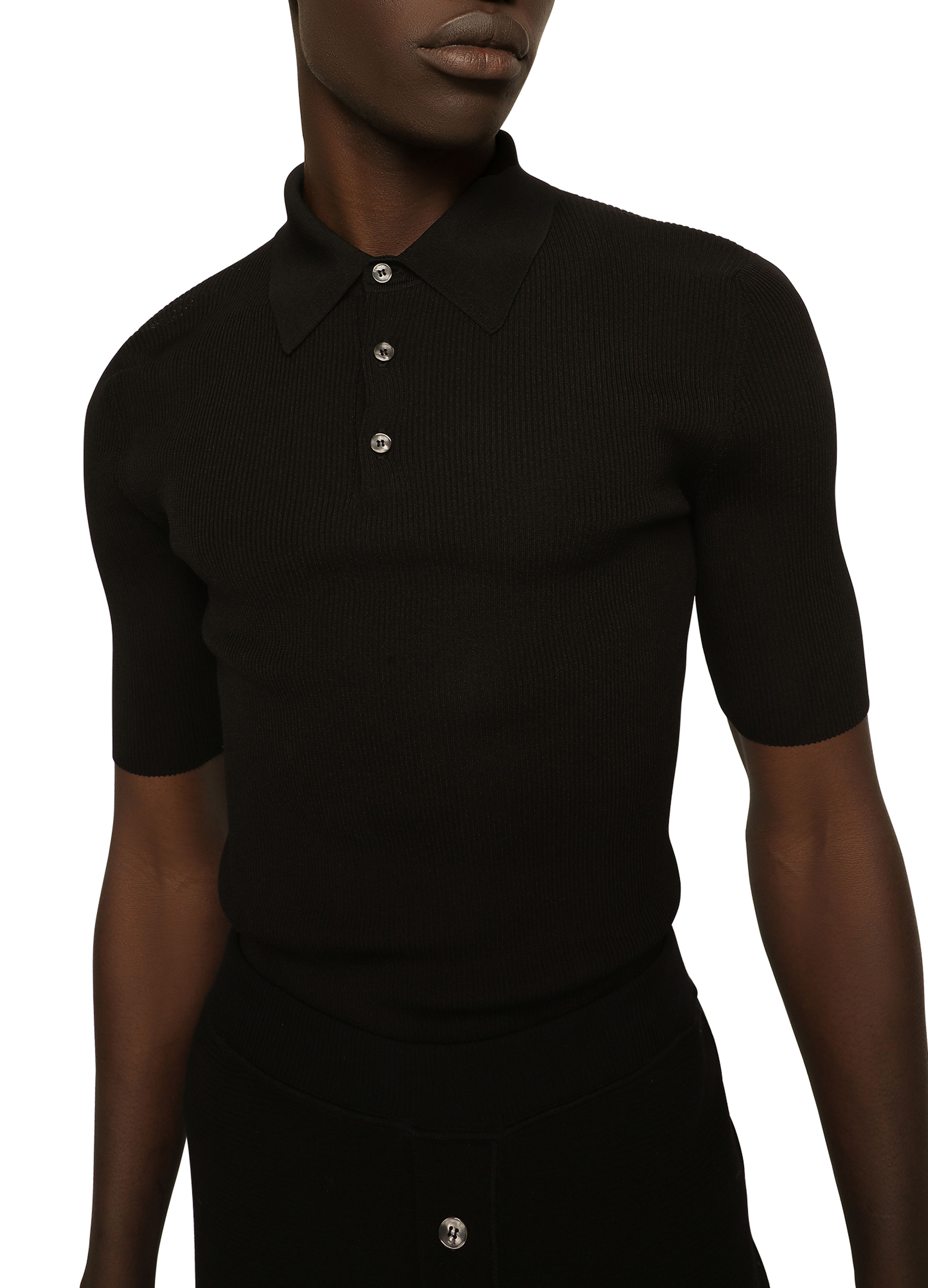 Dolce & Gabbana Ribbed Viscose Polo Shirt