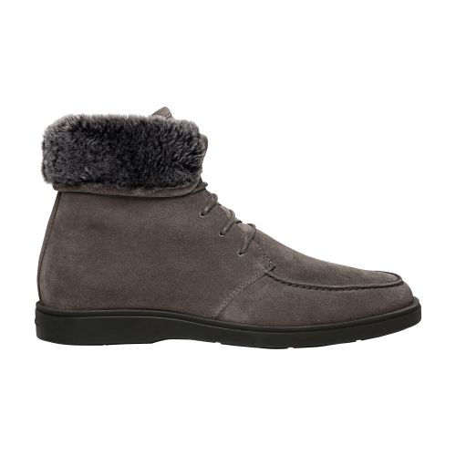 Santoni Suede lace-up boot with fur