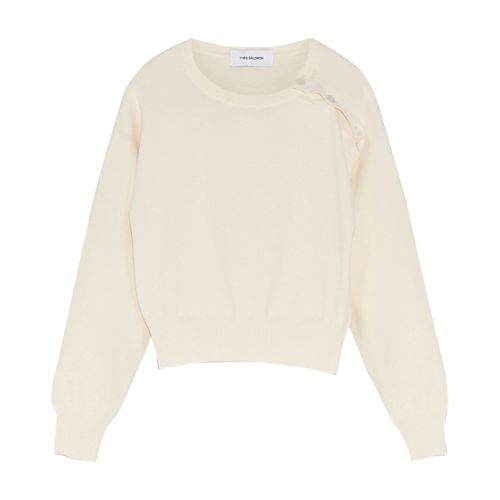 Yves Salomon Stretch-Knit Long-Sleeved Cropped Sweater