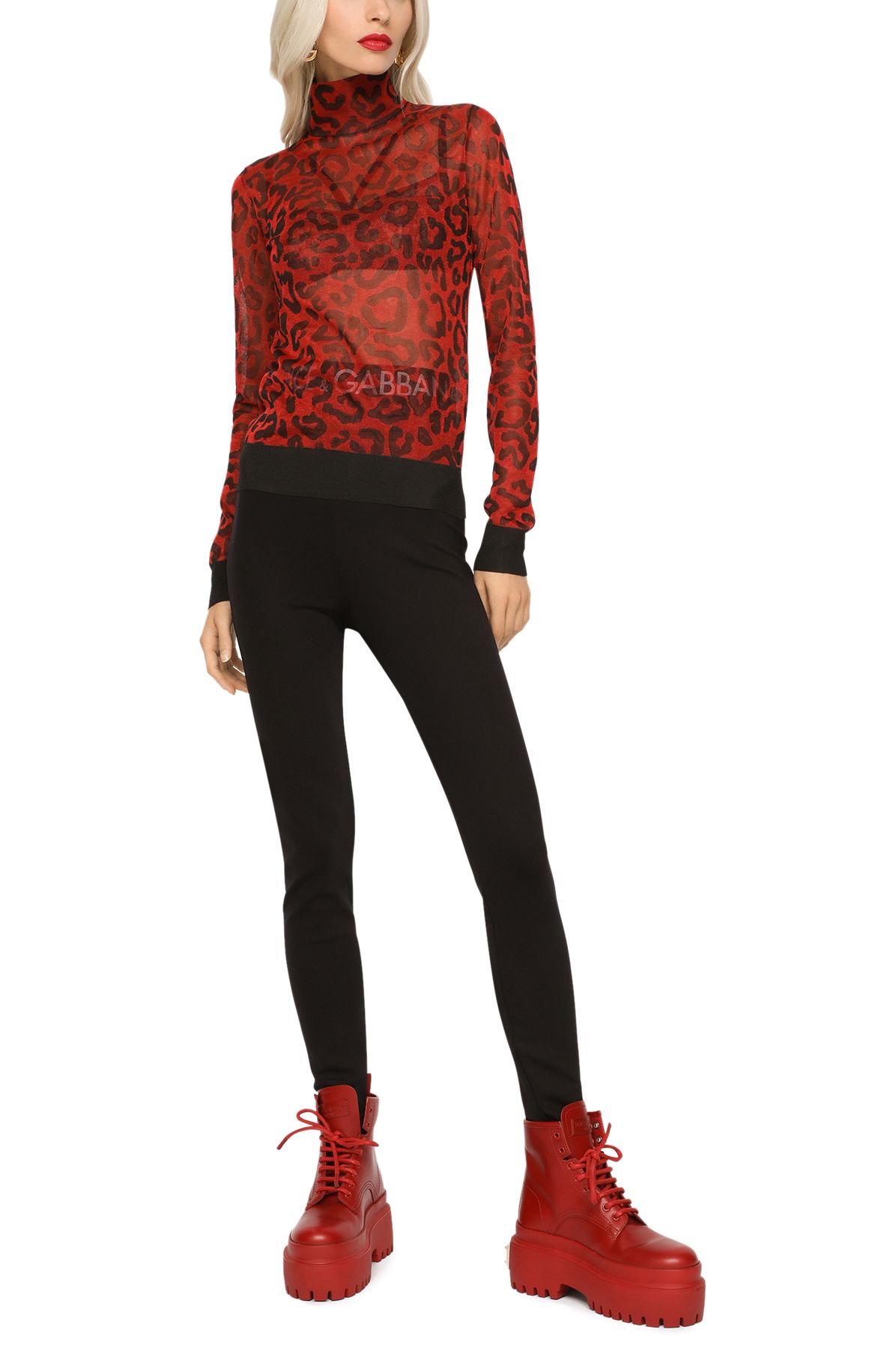 Dolce & Gabbana Cropped wool sweater with leopard inlay