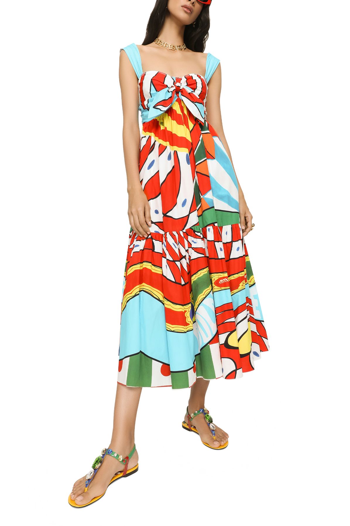 Dolce & Gabbana Mid-length Popeline Carretto Printed Dress