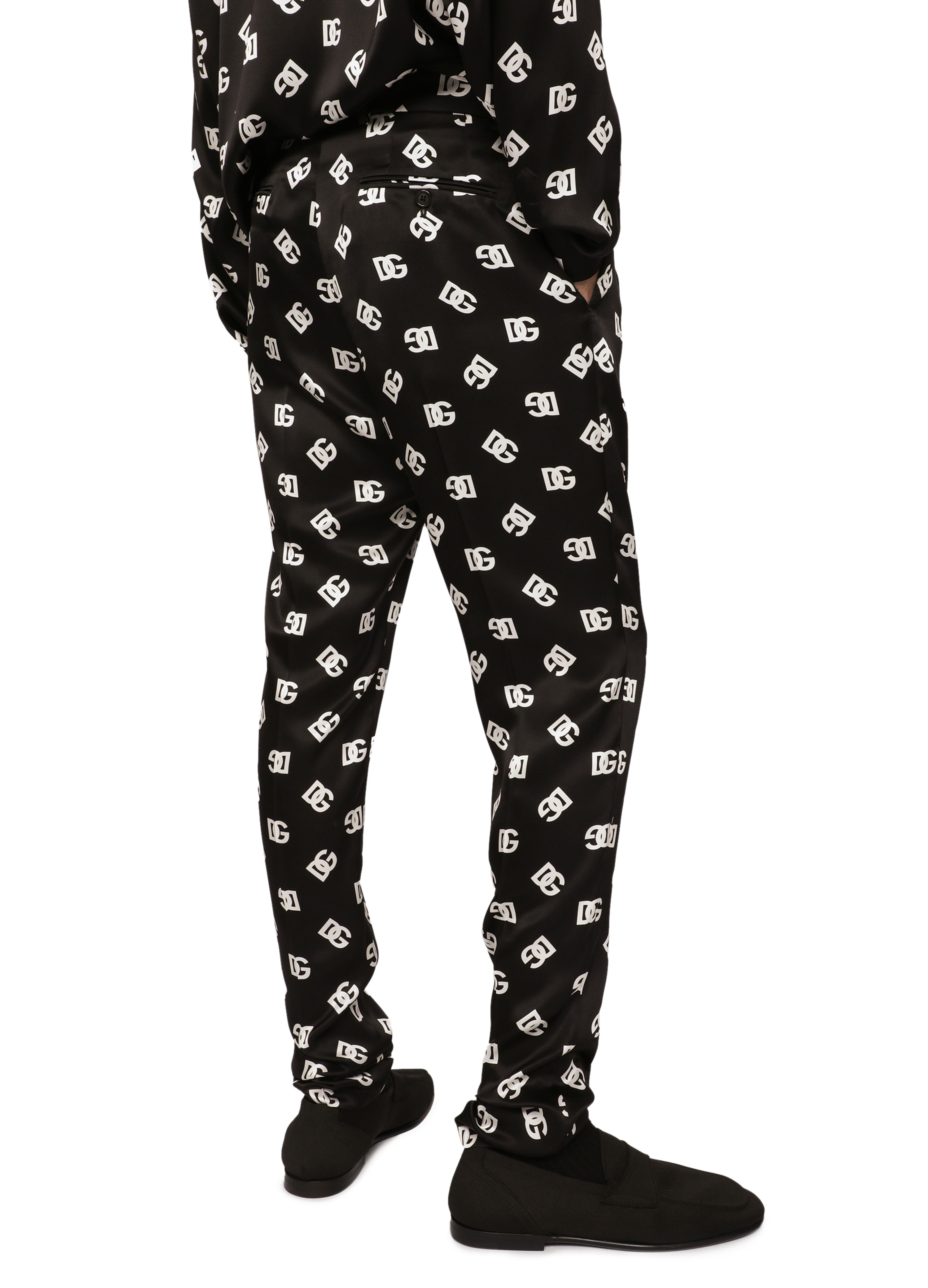 Dolce & Gabbana Silk twill pants with DG Monogram print