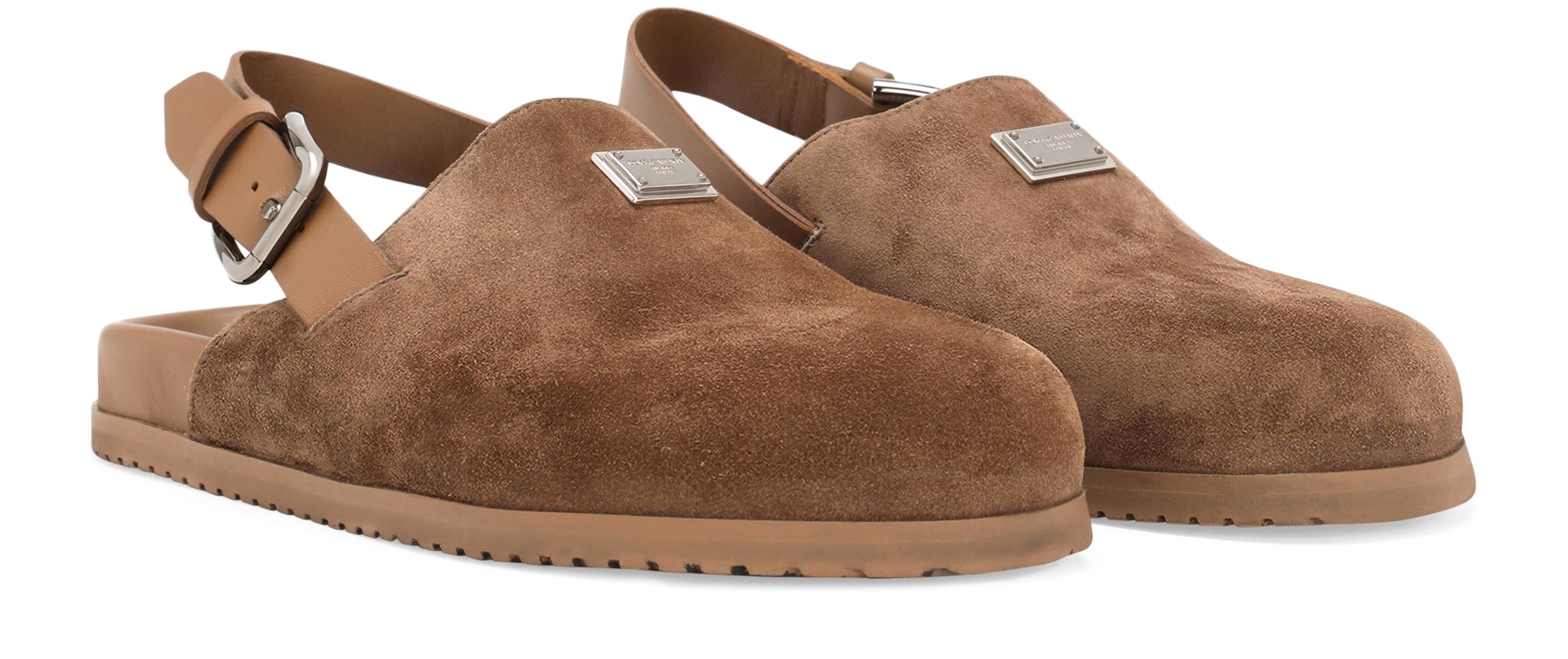 Dolce & Gabbana Suede mules with logo tag