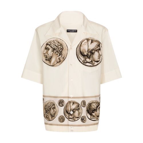 Dolce & Gabbana Hawaiian Popeline Shirt with Coin Print