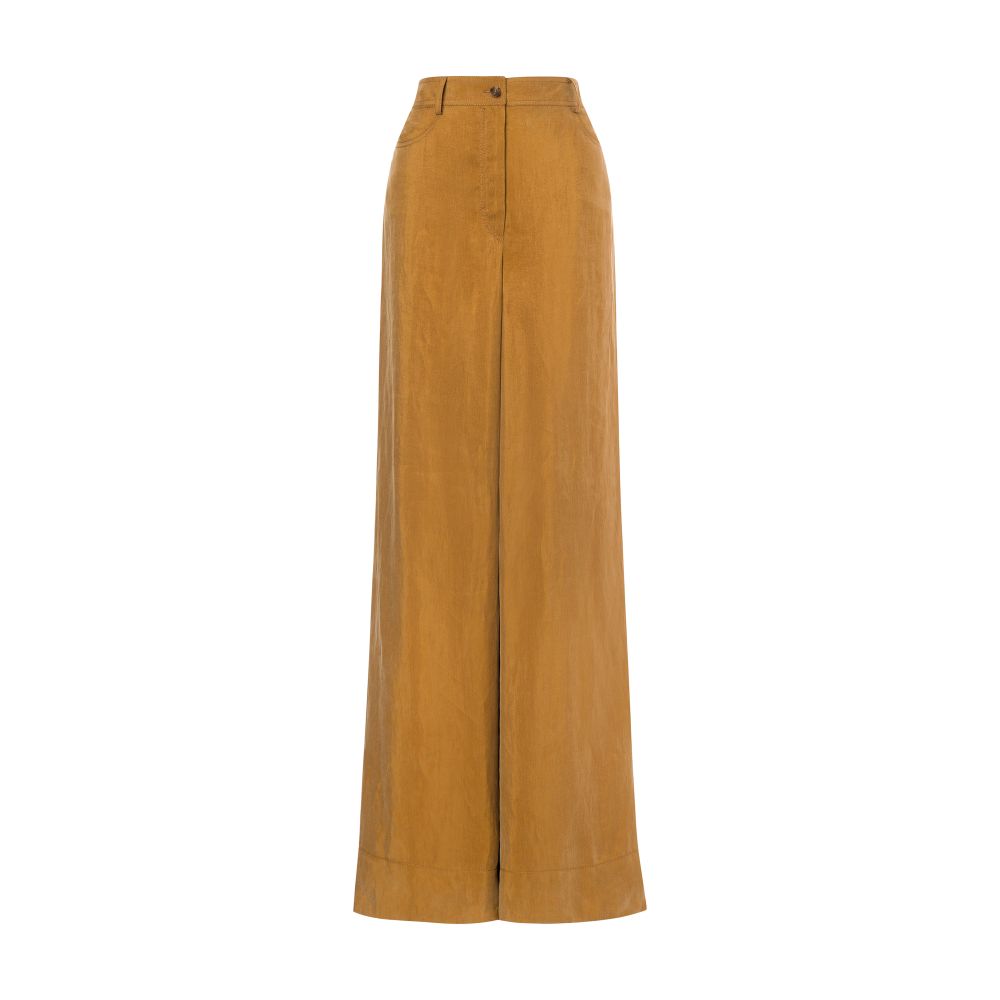 Alberta Ferretti Wide-leg washed twill trousers