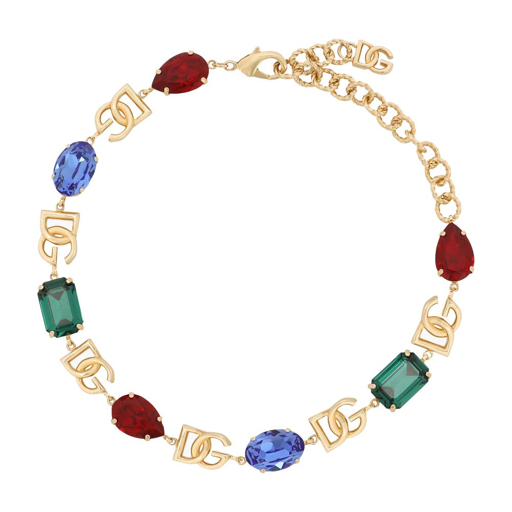 Dolce & Gabbana Choker with logo and crystals