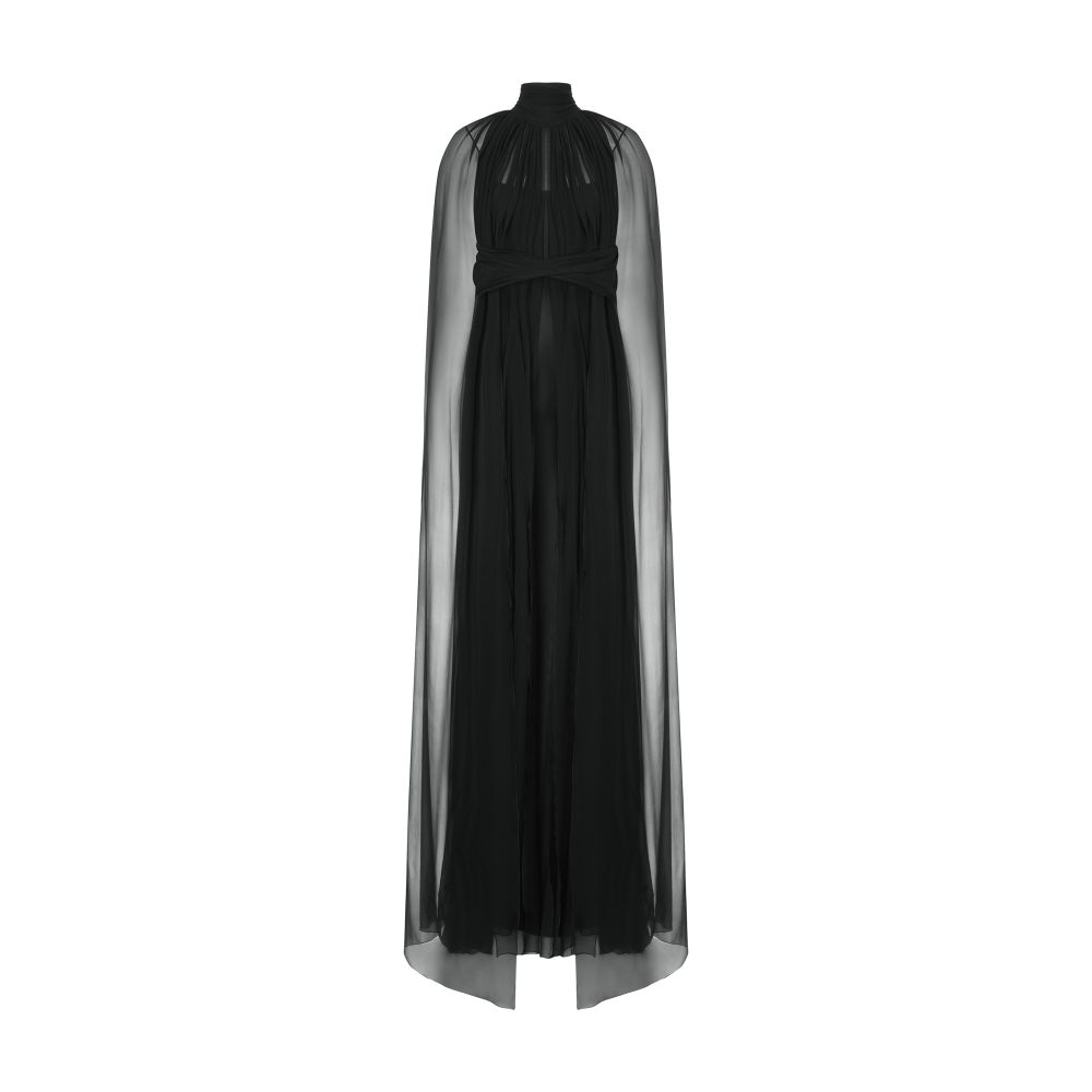 Alberta Ferretti Organic chiffon cape dress