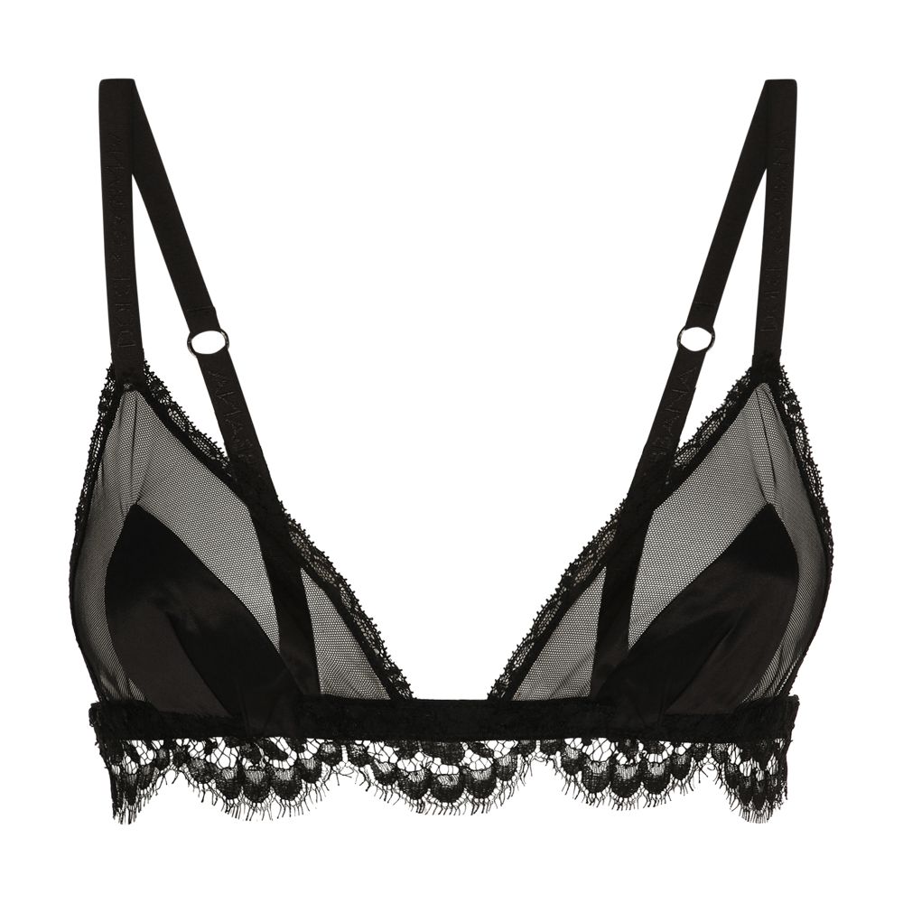 Dolce & Gabbana Satin, lace and tulle triangle bra