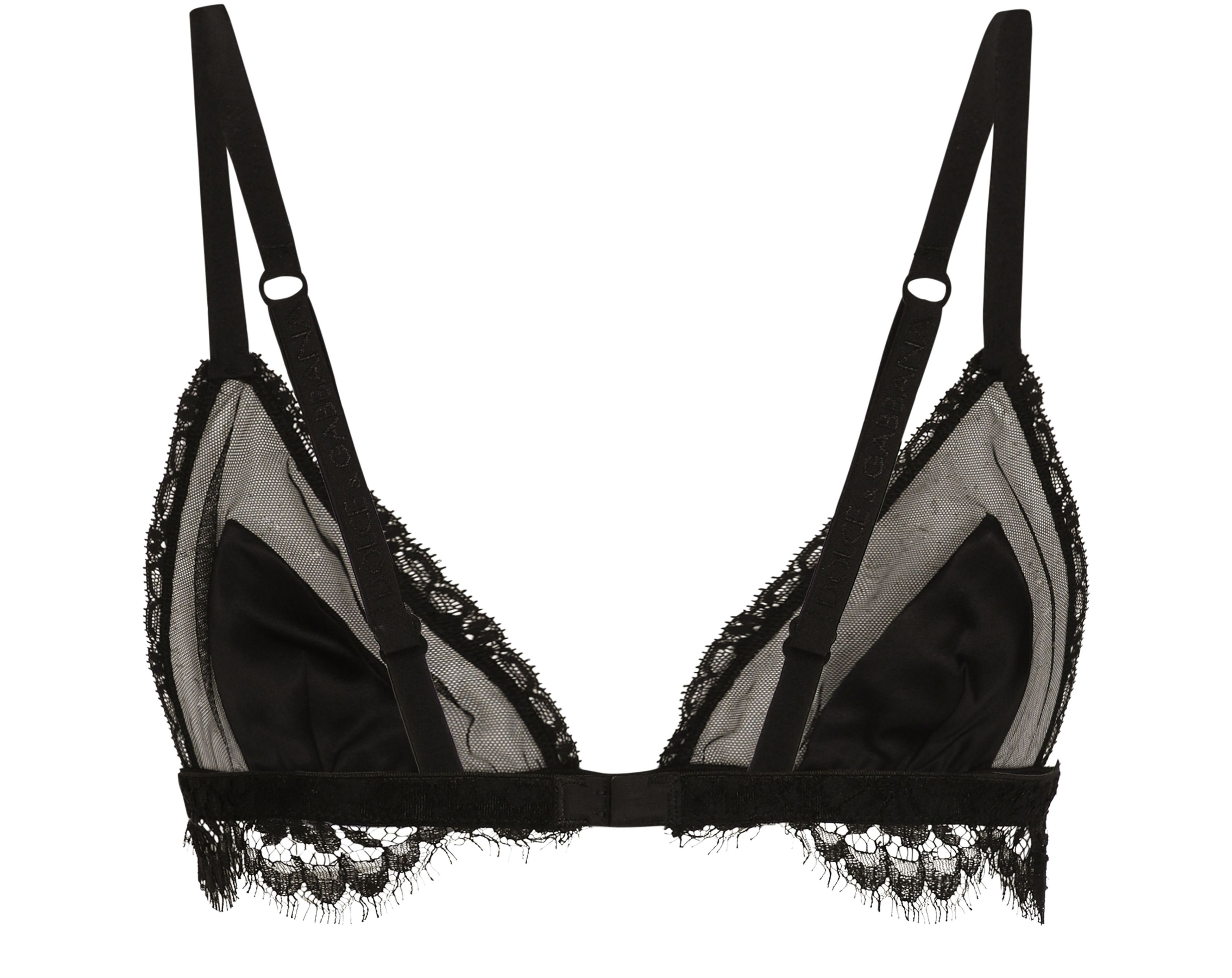 Dolce & Gabbana Satin, lace and tulle triangle bra