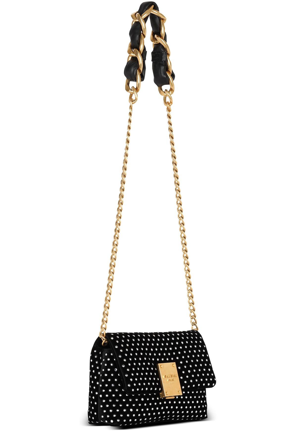 Balmain 1945 Soft mini bag in velvet and crystals