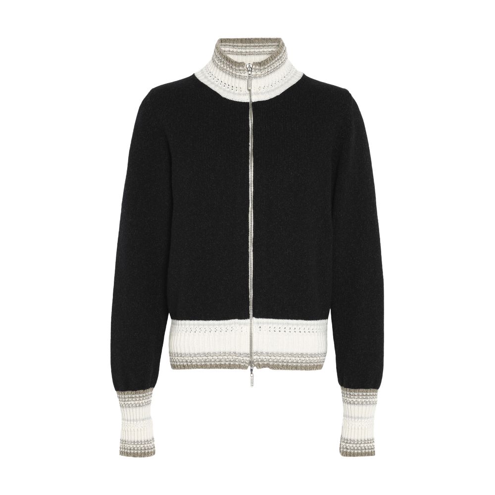 Barrie Mottled cashmere zip-up jacket