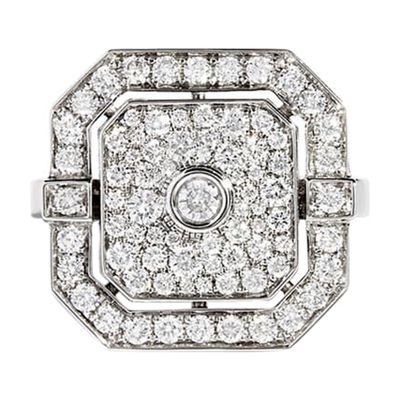  Skyway large square diamond & silver ring