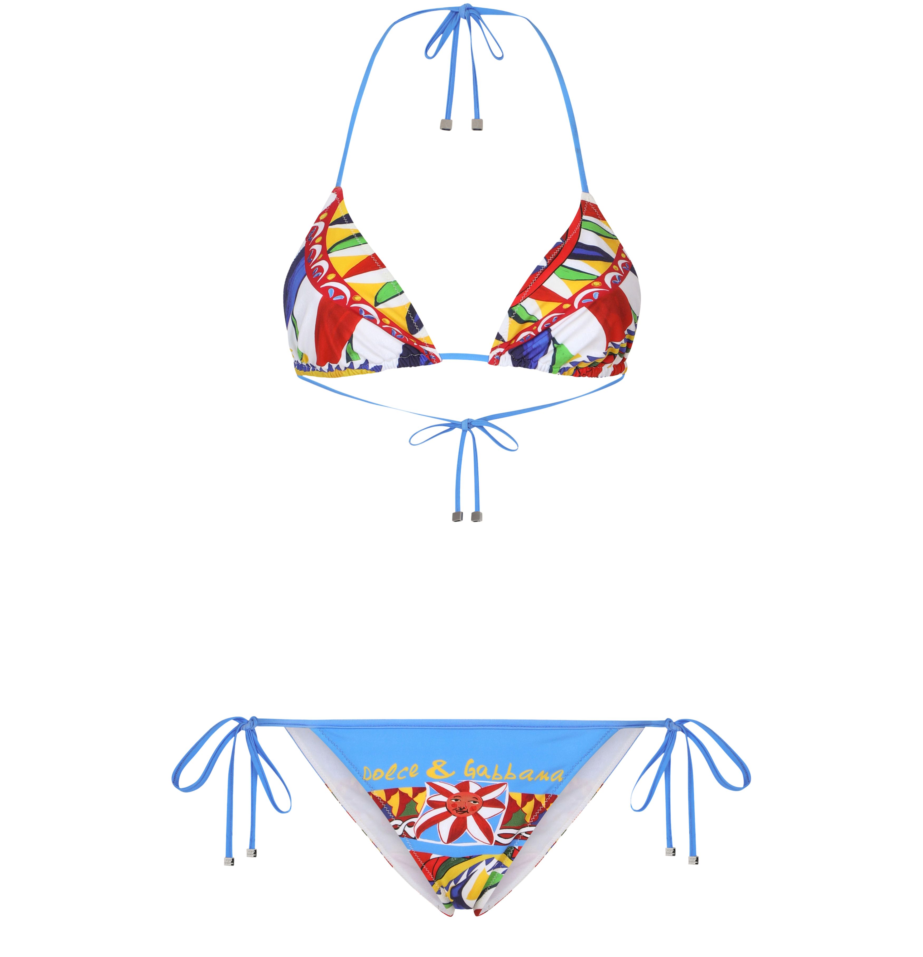 Dolce & Gabbana Triangle Bikini with Carretto Print