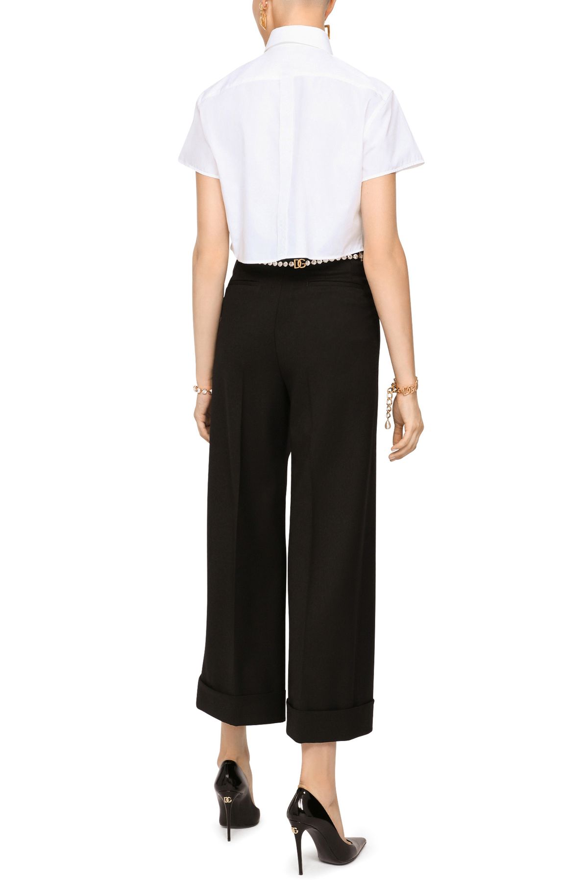 Dolce & Gabbana Cropped poplin tuxedo shirt with DG logo