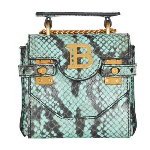 Balmain B-Buzz Mini Snakeskin-Effect Leather Bag