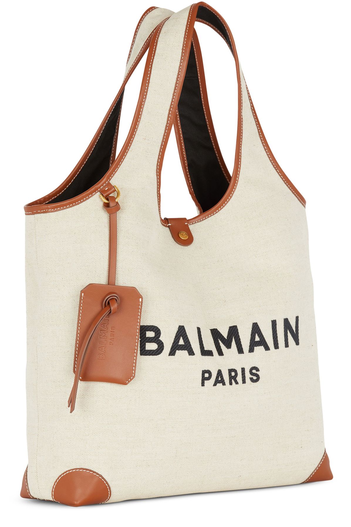 Balmain B-Army Canvas and Leather Grocery Bag