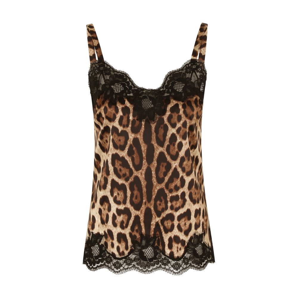 Dolce & Gabbana Satin lingerie-style top with lace detailing