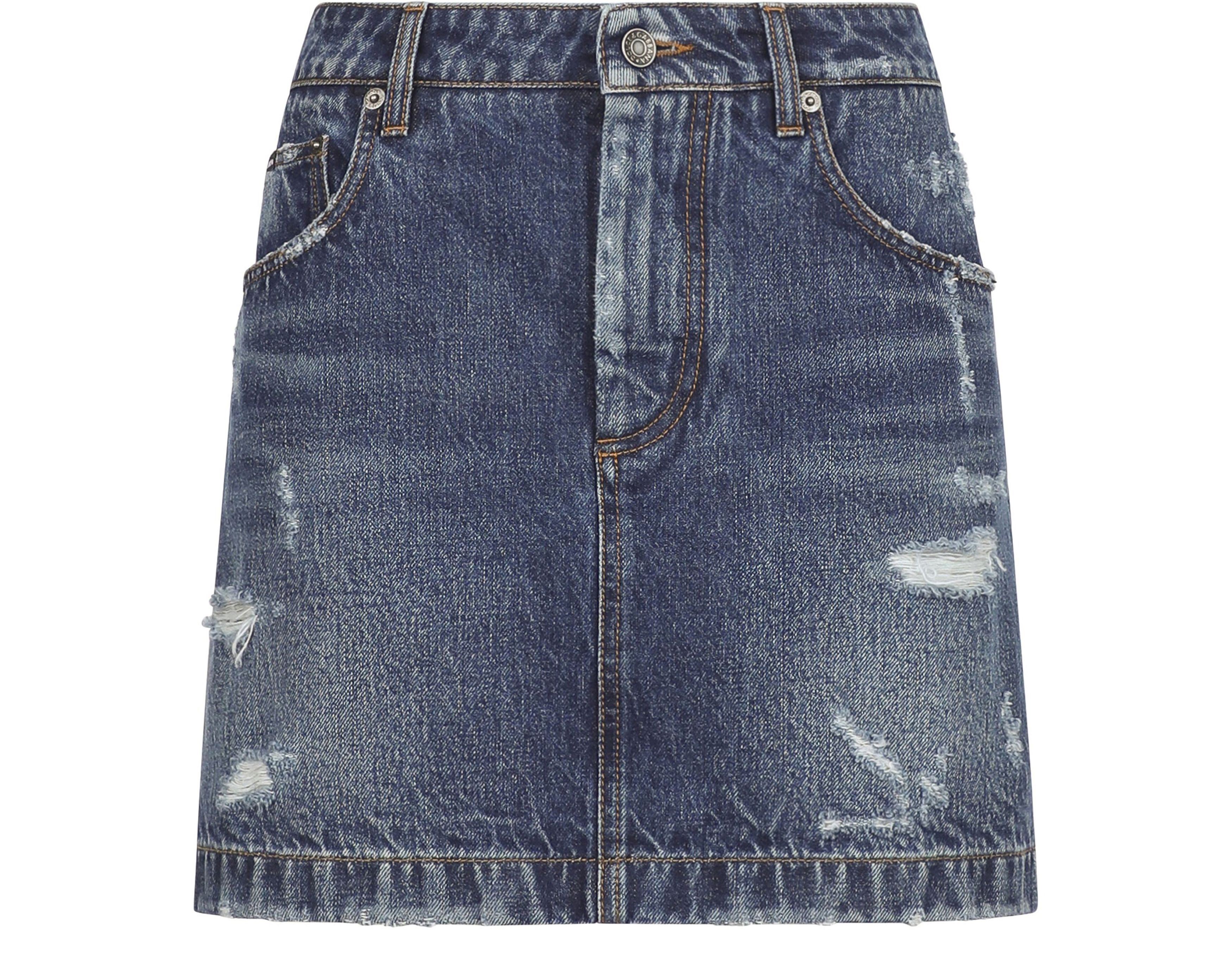 Dolce & Gabbana Denim mini skirt with rips